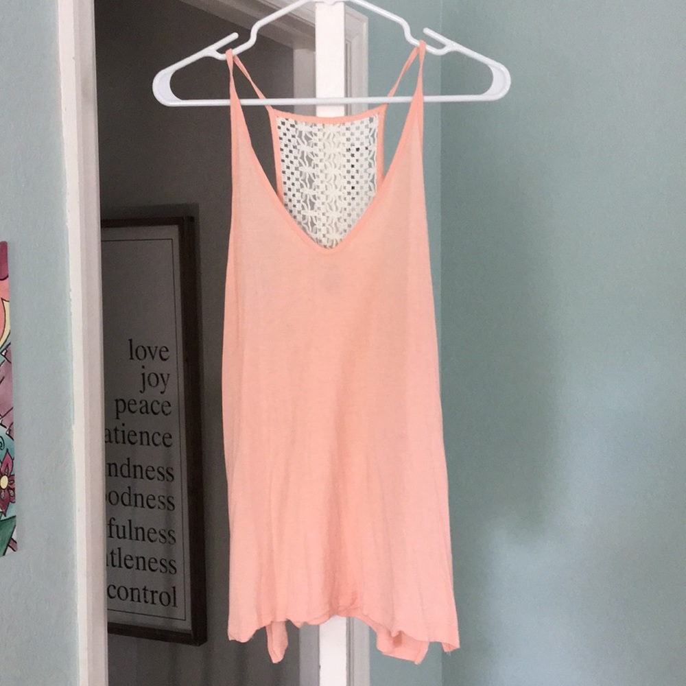 Peach lace tank